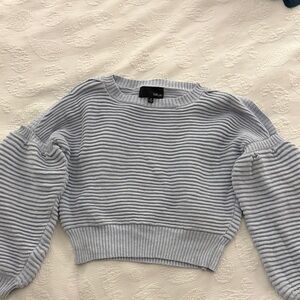 Light Blue Knit Sweater with puff sleeves